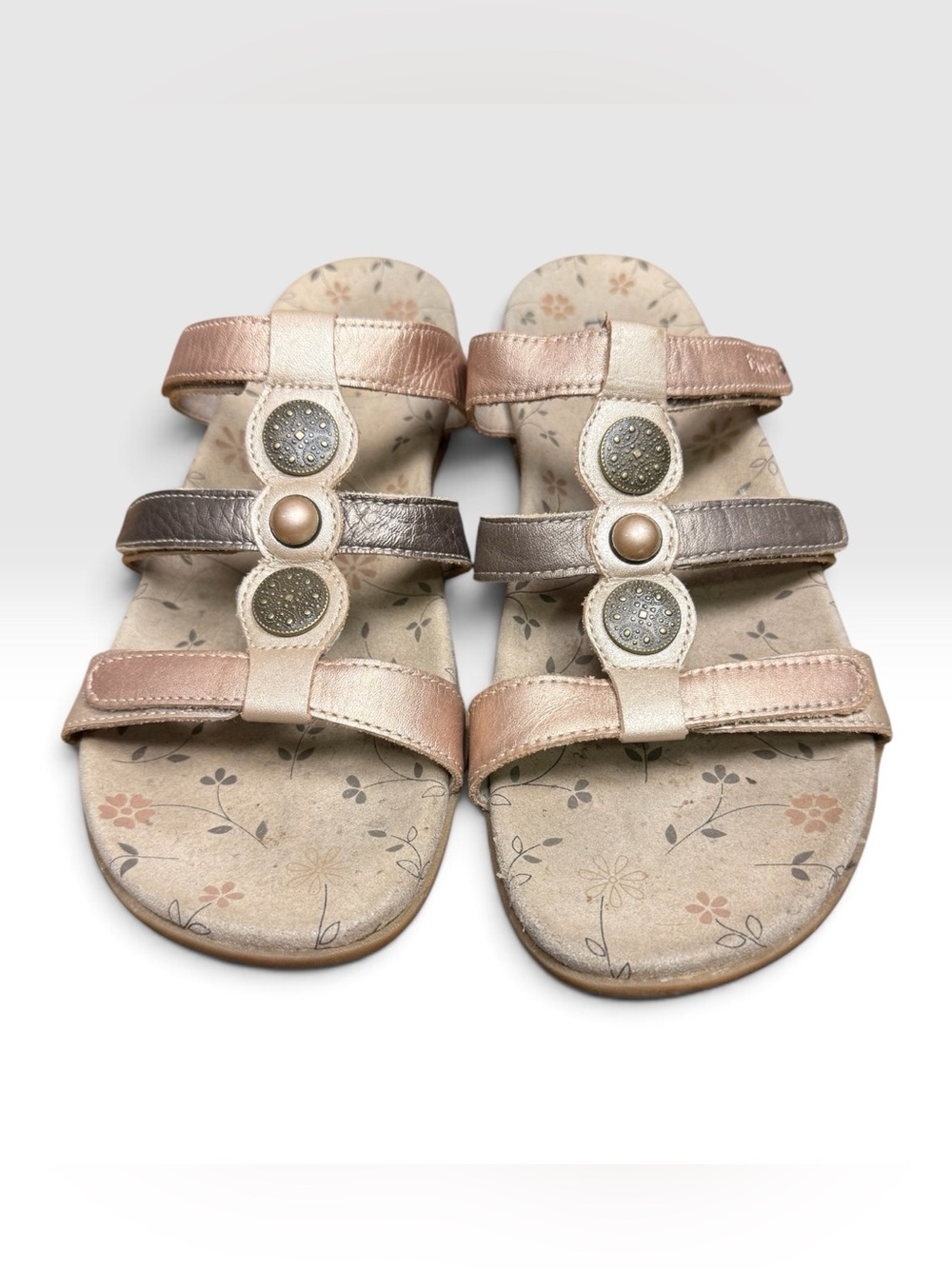 Taos Prize Leather Sandals Metallic Rose Gold Bronze Women’s 9